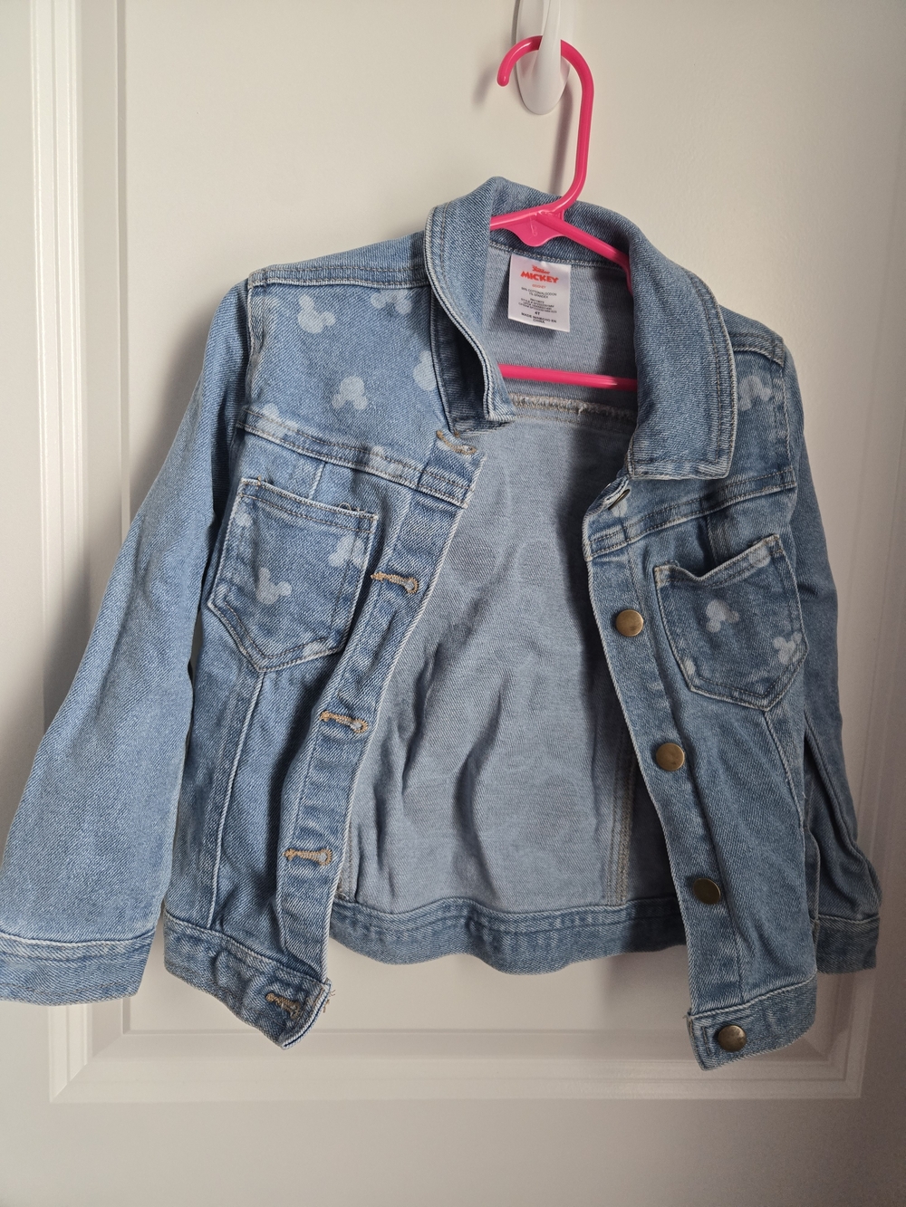 Light Wash Denim Jacket with Subtle Mickey Print Size 4t